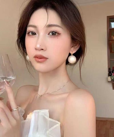 Stylish Gold Copper Alloy Pearl Drop Earrings