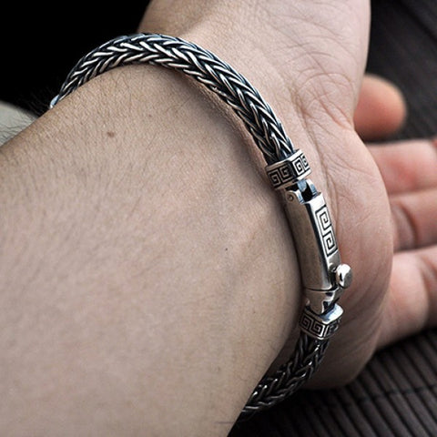 Sterling Silver Hui Pattern Chain Bracelet