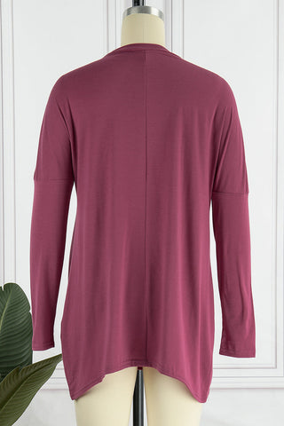 Tops casuales de cuello redondo con bolsillos y parches sólidos (13 colores) 