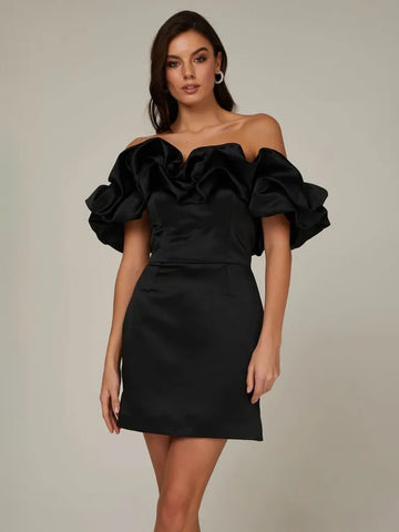 Chic Cupcake Dress Strapless Slit Birthday Party Mini Dresses