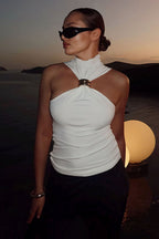 Minimalist Solid Metal Sexy Slim Halter Top