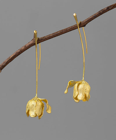 Vogue Gold – Vergoldete Ohrringe mit floralem Anhänger aus Sterlingsilber 