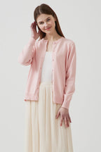 Cotton Crew-Neck Lightweight Knit Outerwear Cardigan