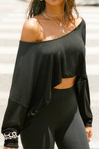 Asym Neck Loose Cropped Blouse