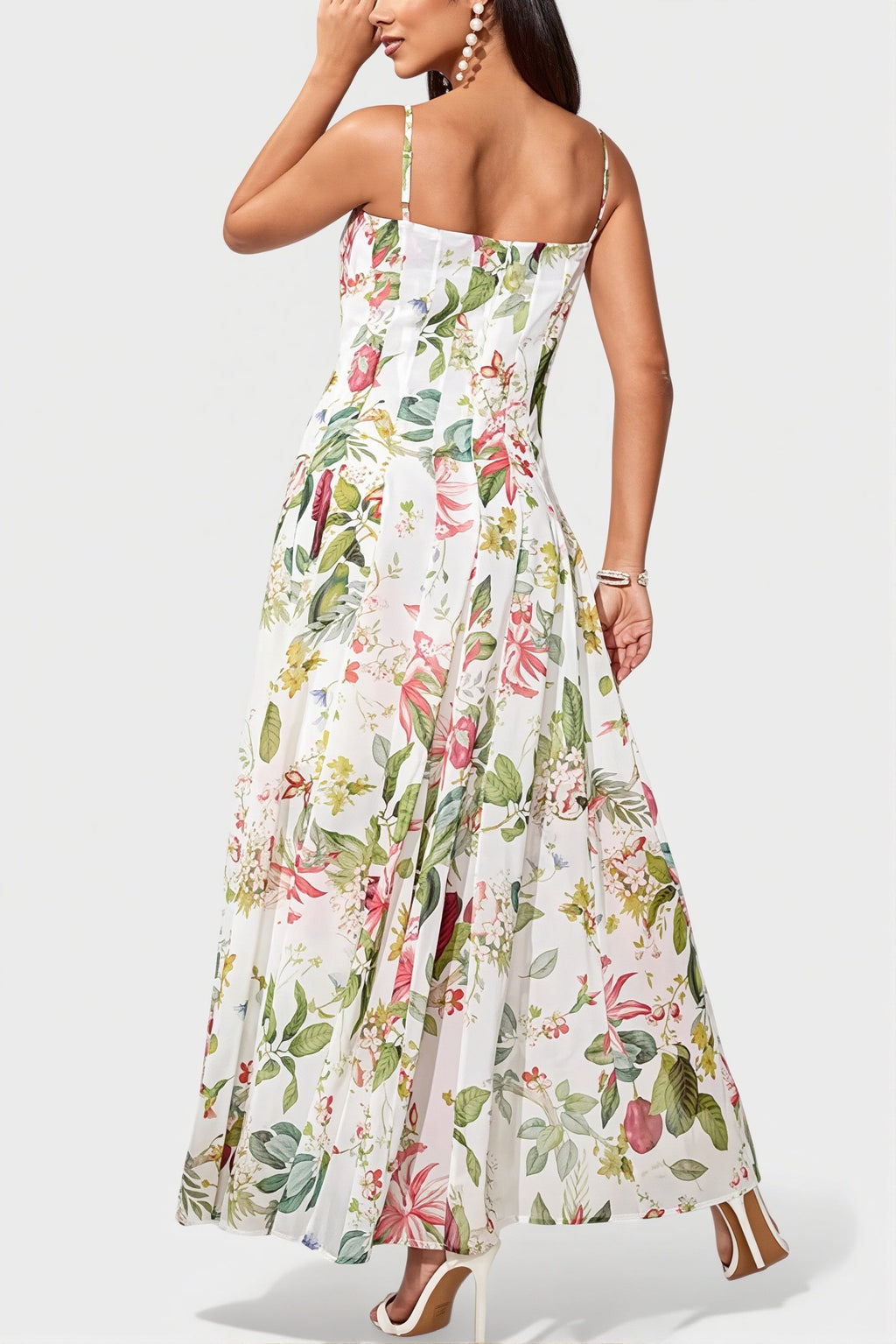 Fresh Print Cami Swing Long Boho Dress