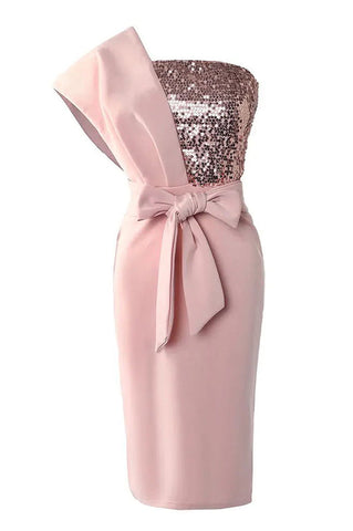 Vestido midi de un solo hombro con parche de lentejuelas de Gorgeous Day 