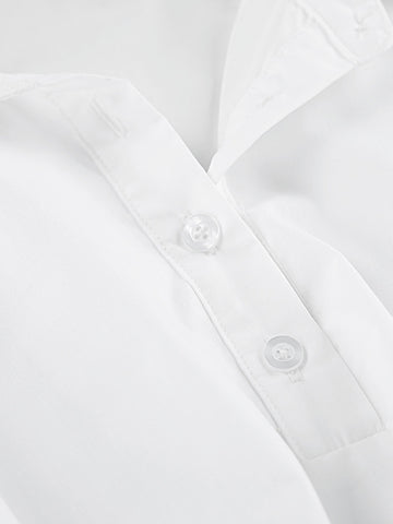 Loose Puff Sleeves Asymmetric Solid Color Split-Joint Lapel Blouses&Shirts Tops