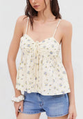Floral Wide Strap Tie Chic Cami Top