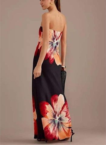 Vestido midi sin mangas con estampado floral 