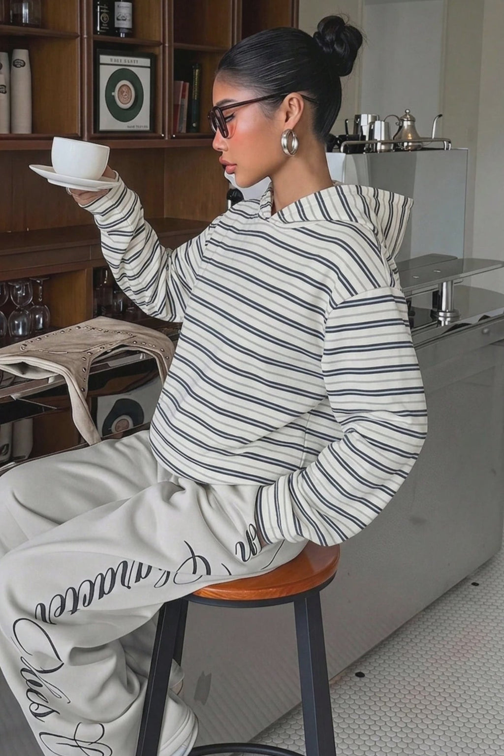 Striped Colorblock Pullover Hoodie
