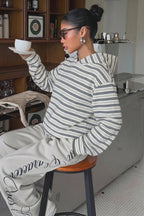 Striped Colorblock Pullover Hoodie