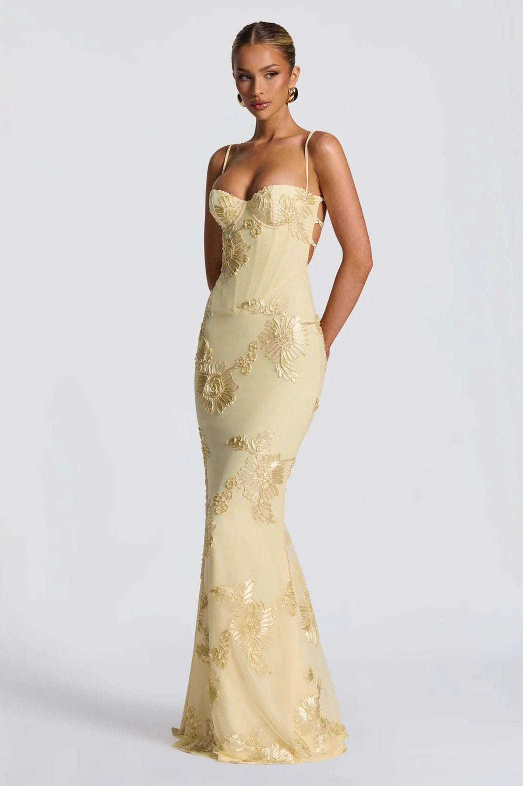 Floral Backless Tie Cami Maxi Dress