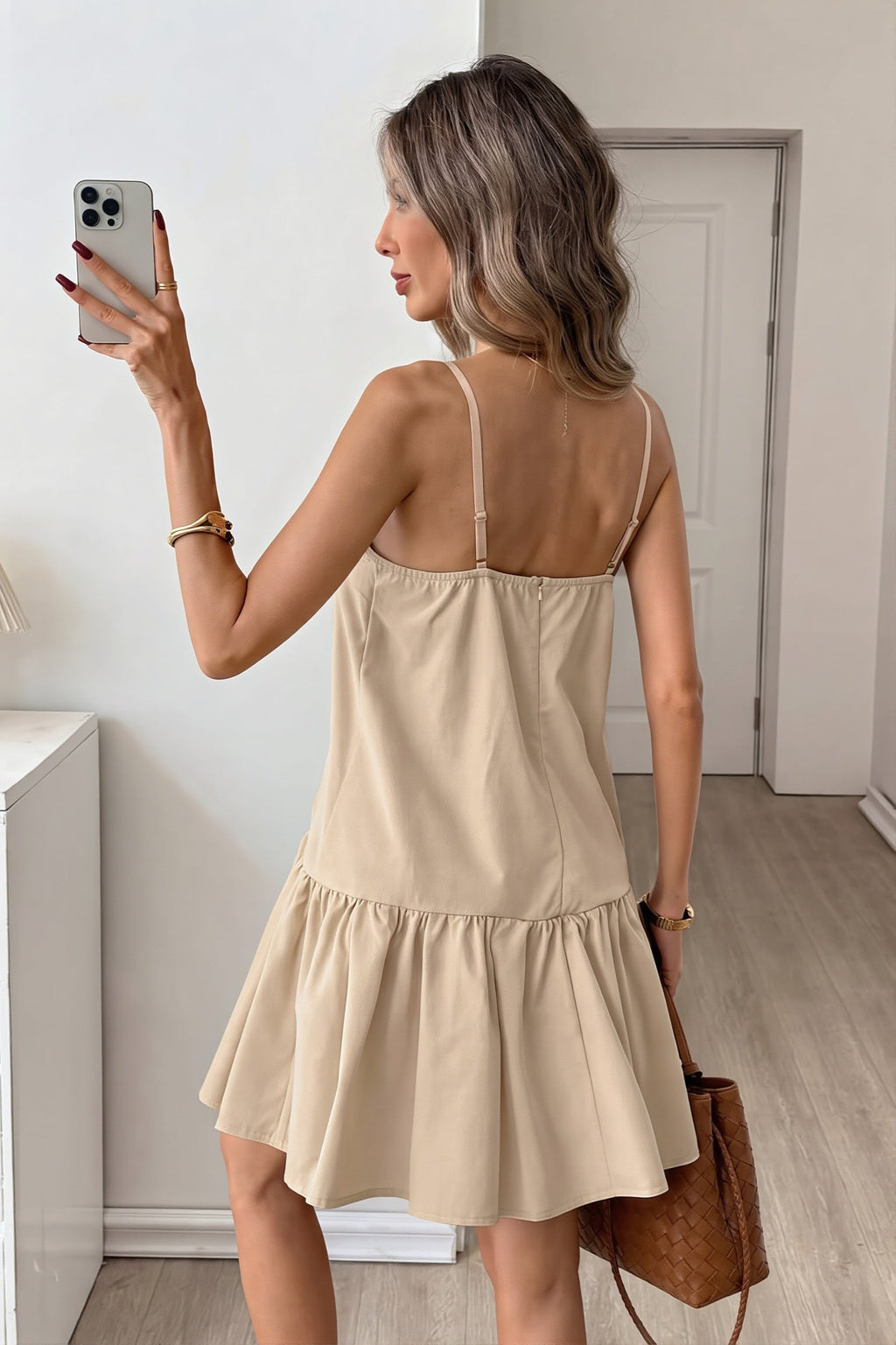 Loose Fit Color Block Ruffle Holiday Midi Dress