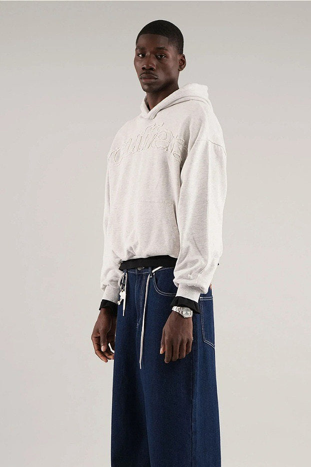 Solid 3D Letter Casual Longsleeve Hoodie