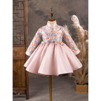 Niedliches Baby-Mädchen-Kleidchen mit Puffärmeln, bedruckt, ideal für Erstkommunion, Geburtstagsfeier und Prinzessinnen-Look 