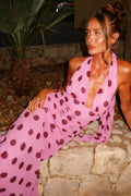 Backless Tie Waist Polka Dot Maxi Dress