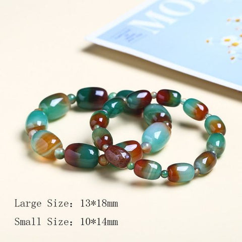 Natural Agates Barrel Shape Bangle Bracelet For Women