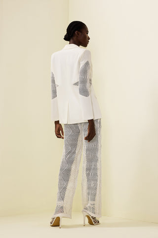 Wavy Line Jacquard Blazer