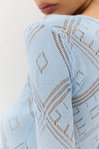 Knit Argyle Jacquard Long Sleeve Maxi Dress
