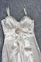 Sexy Halter V Neck Backless Sash Maxi Dress