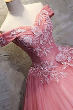 Ballkleid schulterfrei Tüll Hochzeitskleid mit Applikationen