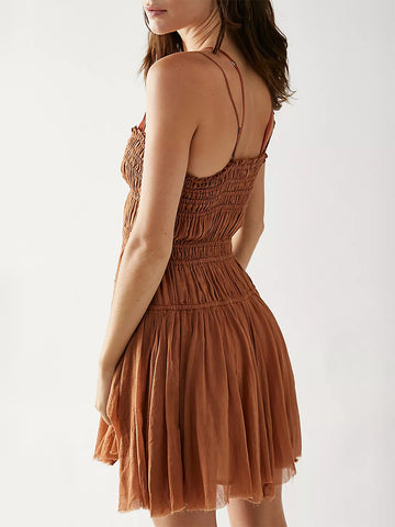 Sommerkleid Minikleider Weiß Träger Hals Knöpfe Polyester Strandkleid 