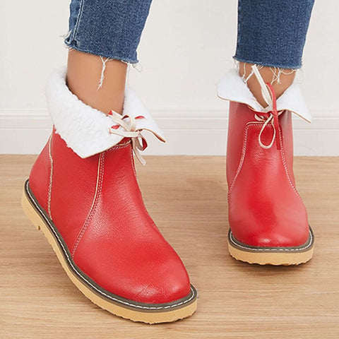 Warme, mit Baumwolle gefütterte Schneestiefeletten mit breiter Weite, flache Stiefeletten 