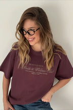 Minimalist Casual Cotton Letter Print Short Sleeve T-shirt
