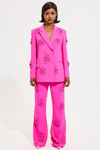 Blazer mit 3D-Blumenmuster und langen Ärmeln 