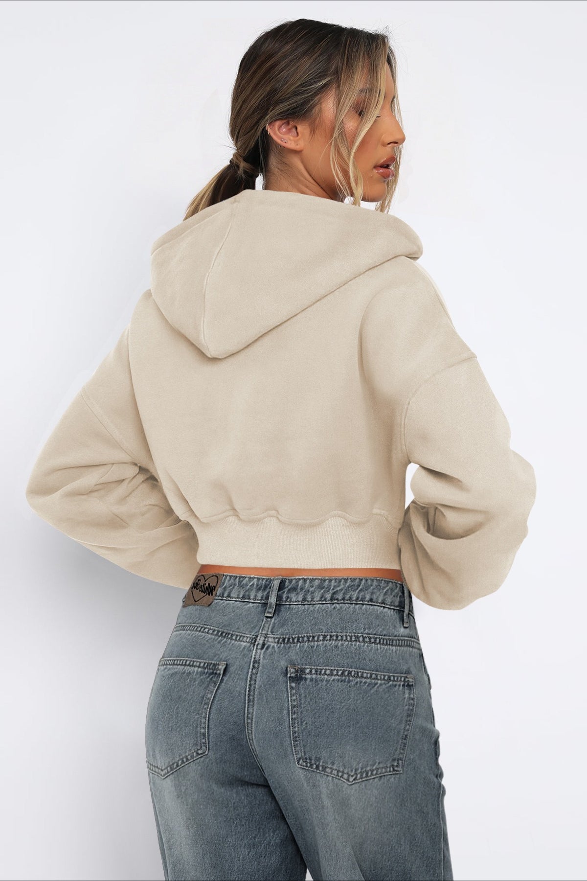 Cropped Zip Up Hoodie
