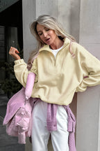 Solid Quarter Zip Fleece Sweatshirt