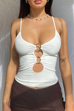 Sexy Metal Decor Hollow Cami Top