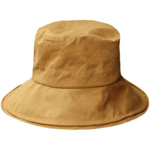 2022 Süßer gelber Bucket Hat aus Baumwolle mit flachem Oberteil 