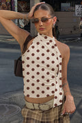 Tie Halter Polka Dot Tank Top