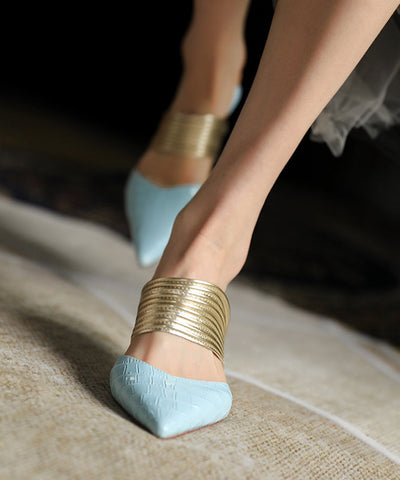 Gelbe Stiletto-Sandalen aus Rindsleder mit spitzer Zehenpartie 