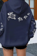 Gothic Turtle Graphic Loose Fit Hoodie