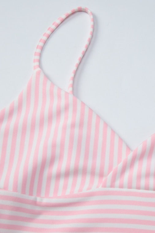 Casual Striped V Neck Slim Cami Top