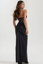 Tie Back Ruched Bodycon Maxi Dress