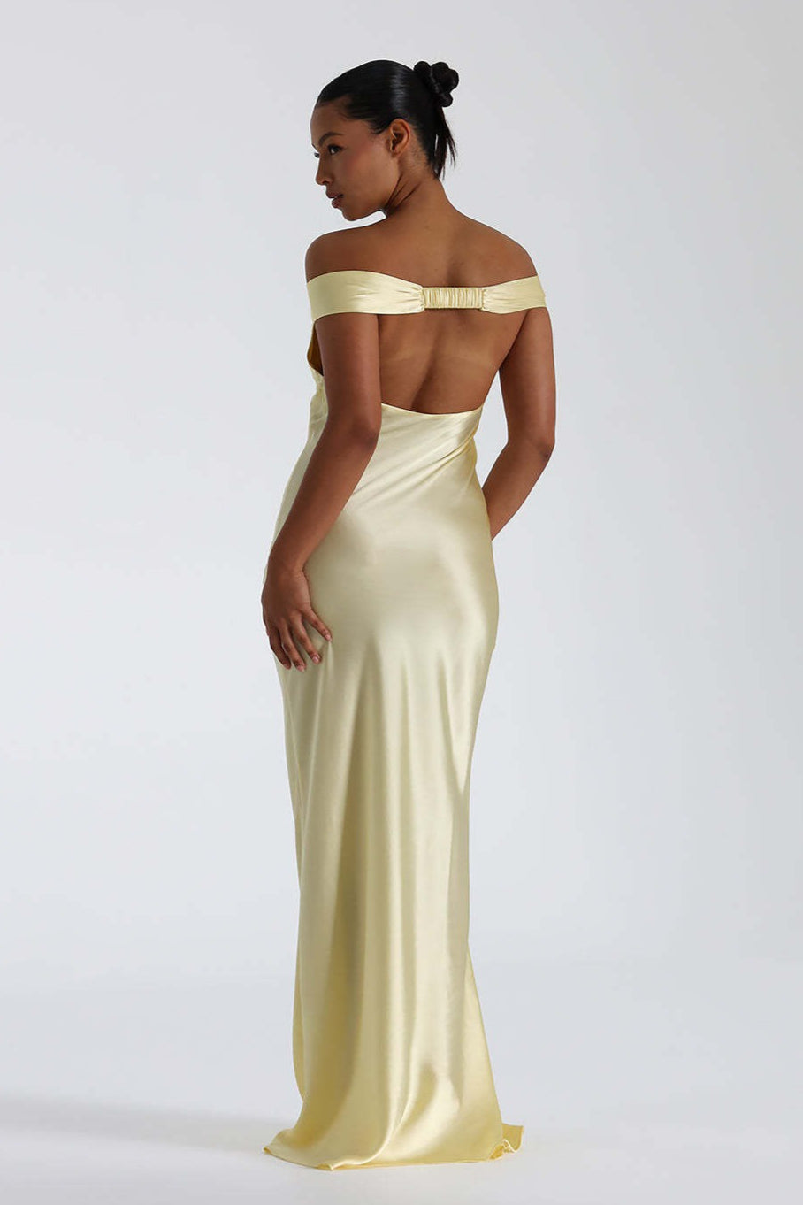 Satin Off Shoulder Bodycon Mermaid Maxi Dress