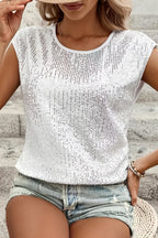 Sequin Loose Sleeveless T-shirt