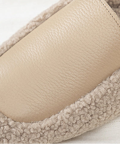Khaki Bequeme Hausschuhe Schuhe Spleißen Flauschige Wolle Gefüttert 