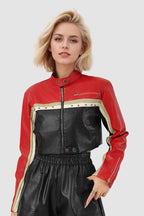Cropped Moto Faux Leather Coat