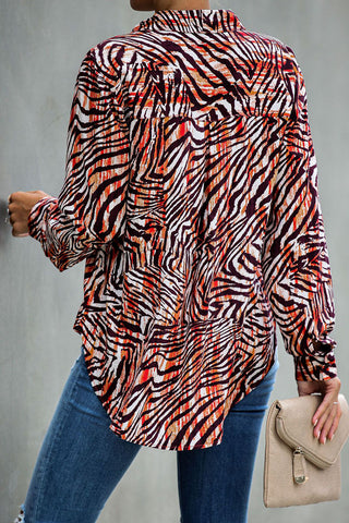 Blusas de cuello vuelto con estampado animal de moda callejera 