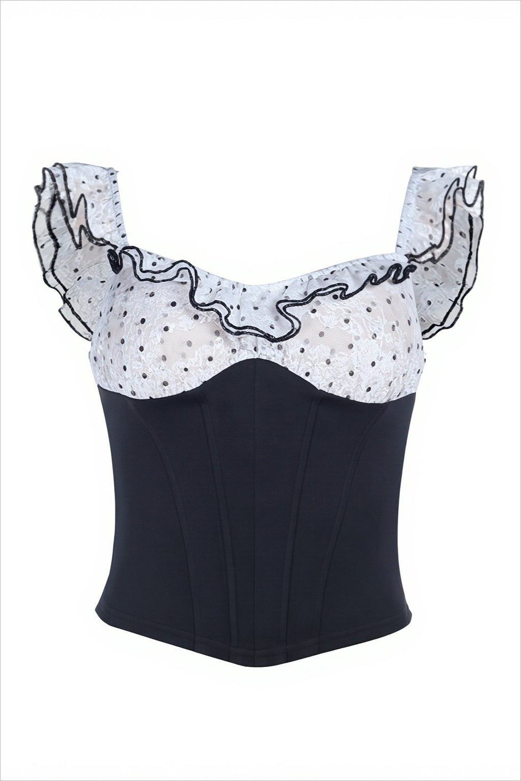Ruffled Polka Dot Slim Waist Cami Top