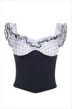 Ruffled Polka Dot Slim Waist Cami Top