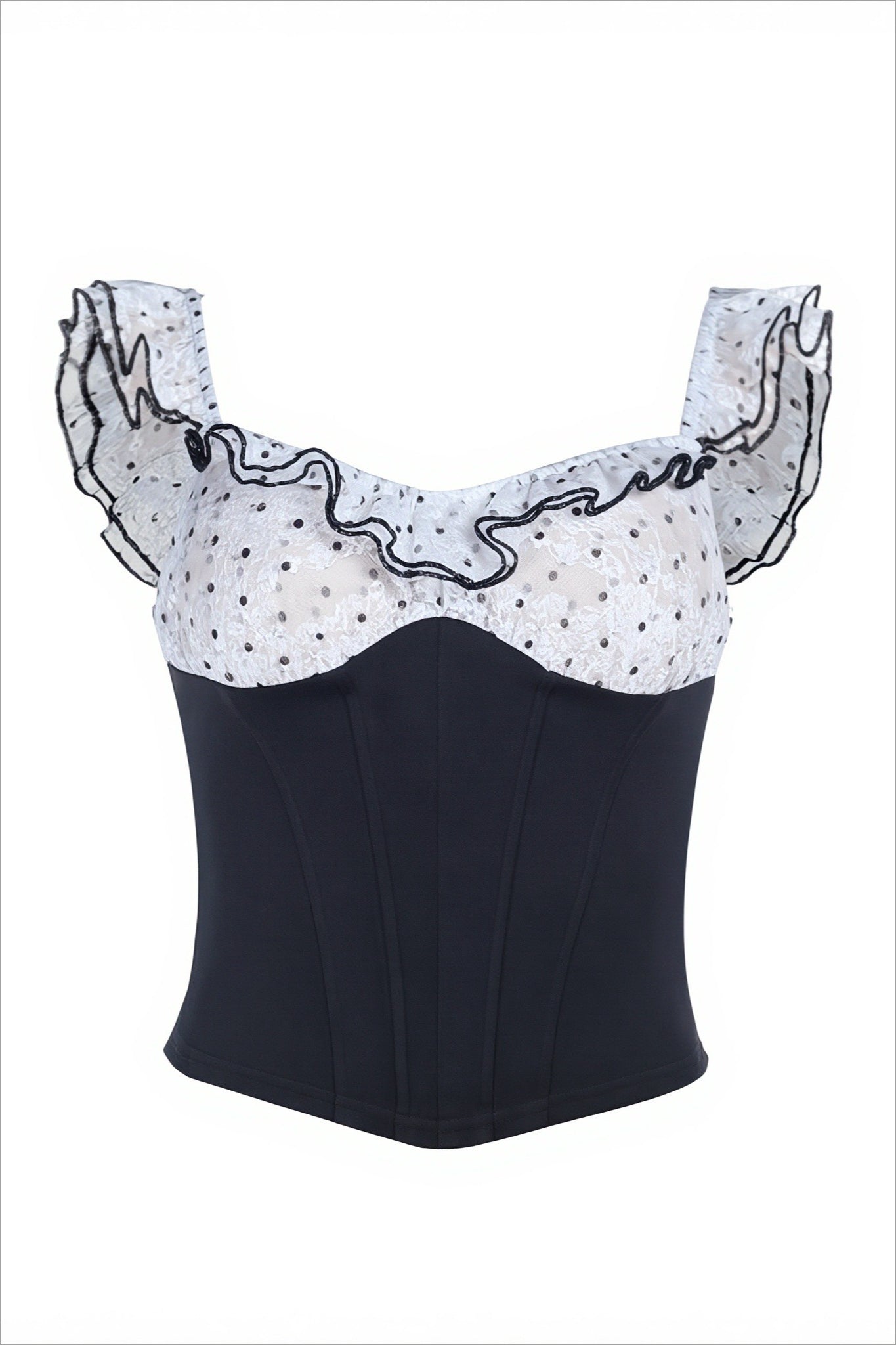 Ruffled Polka Dot Slim Waist Cami Top