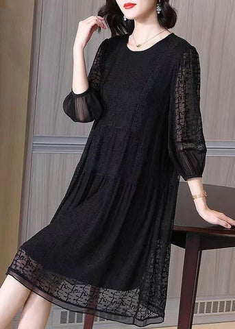 Neu Beige O Hals Bestickte Spitze Kleider Armband Hülse 