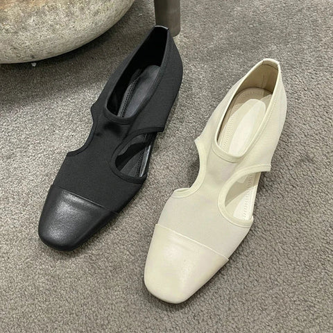 Zapatos planos de punta cuadrada para mujer, zapatos casuales de moda para caminar, zapatos de otoño 2024, nueva tendencia acogedora, zapatos de diseñador de oficina de marca para mujer 
