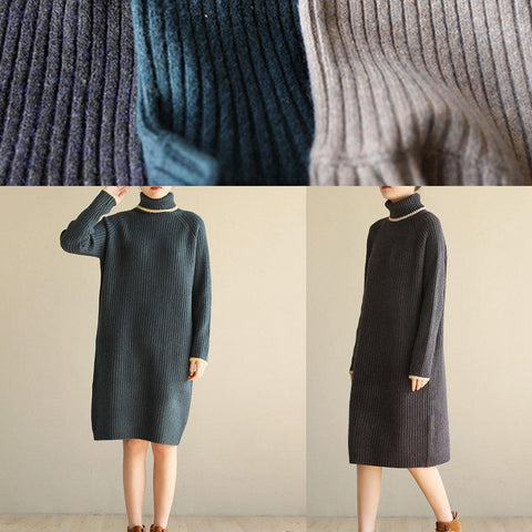 Oversized black gray Sweater outfits Refashion Largo high lapel collar sweater dress