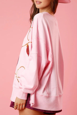 Tops casuales de cuello redondo con lentejuelas y bloques de colores 